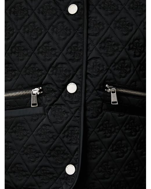 Guess Black Logo Quilted Jacket