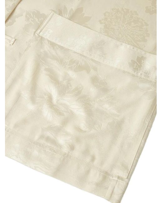 Shanghai Tang White Floral-Jacquard Belted Shirt