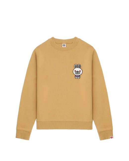 A Bathing Ape Natural Appliqué Crew-Neck Sweatshirt