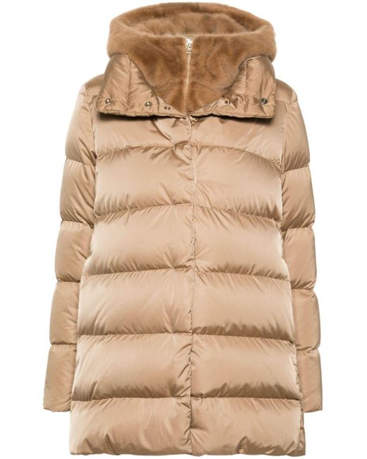 Herno Layered Puffer Coat in Natural Lyst UK