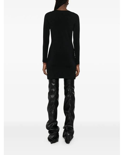 Alexander Wang Black Metal Logo V-Neck Mini Dress