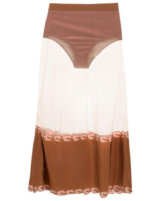 Adriana Degreas Brown High-waist Sheer Skirt