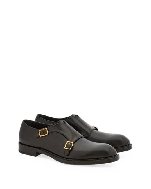 Ferragamo Black Mocassins À Double Boucle for men