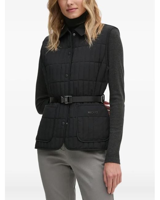 Mackage Black Gesteppte Helia Weste mit Gürtel