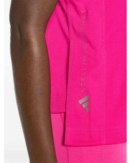 Adidas By Stella McCartney Pink Logo-print Jersey Tank Top