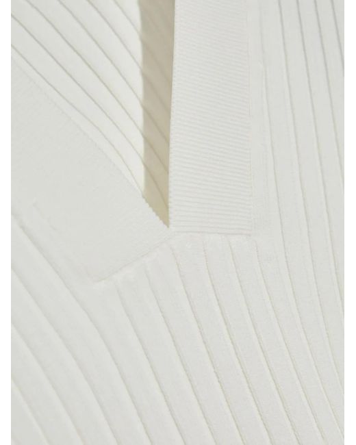 IRO White Ribbed V-Neck Top