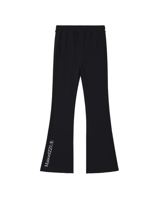 Izzue Black Logo-Print Flared Trousers