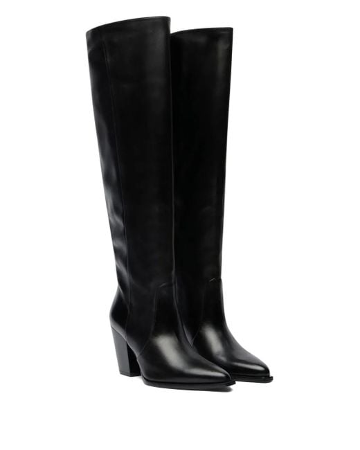 Stuart Weitzman Black Jolene Pointed-Toe Boots