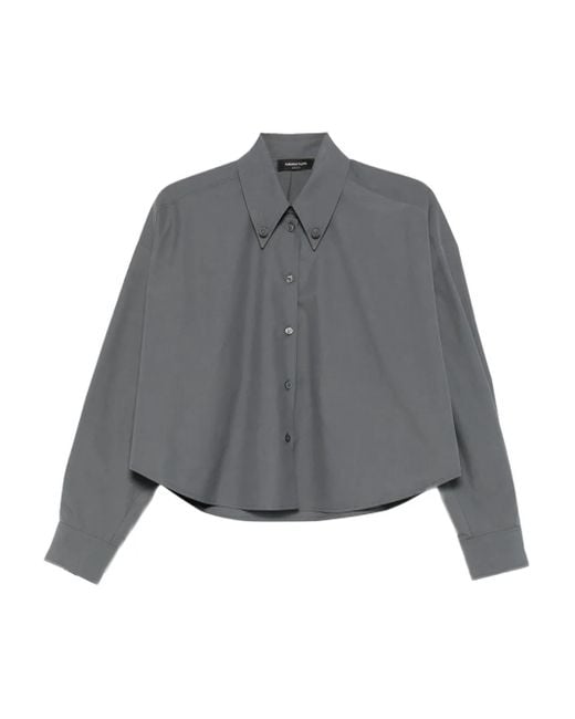 Fabiana Filippi Gray Button-Down Cropped Shirt