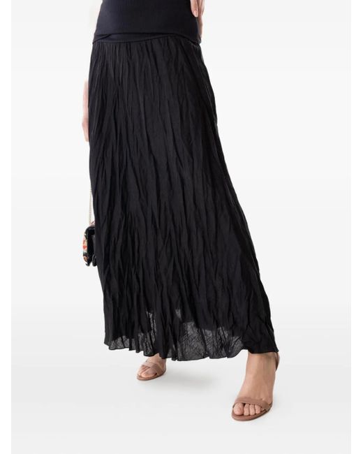 Johanna Ortiz Black Pleated Elastic-Waist Skirt