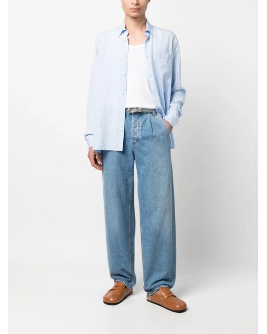 Another Aspect Blue 1.0 Stripe-Pattern Shirt for men