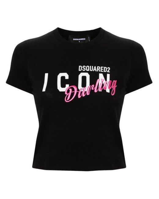 DSquared² T-shirt Met Print in het Black