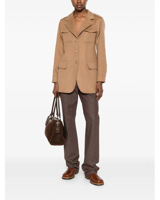 Max Mara Natural Flap-Pocket Button-Fastening Jacket