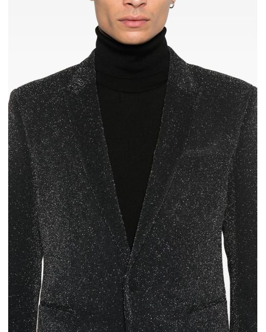 Reveres 1949 Black Lurex-Detail Single-Breasted Blazer for men