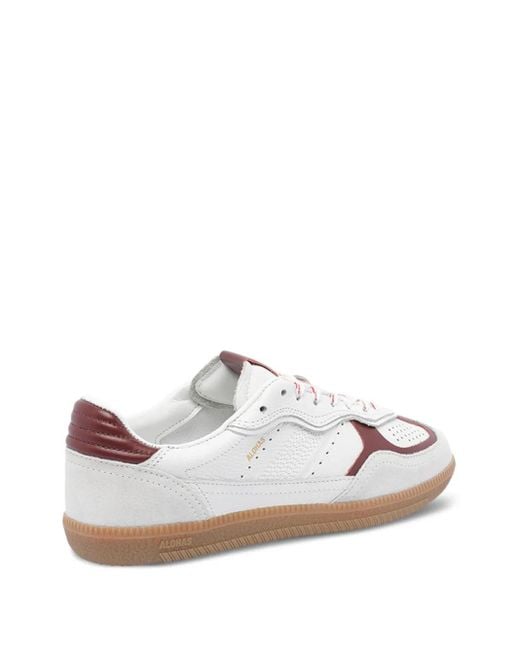 Alohas White Leather-Upper Lace-Up Low-Top Sneakers
