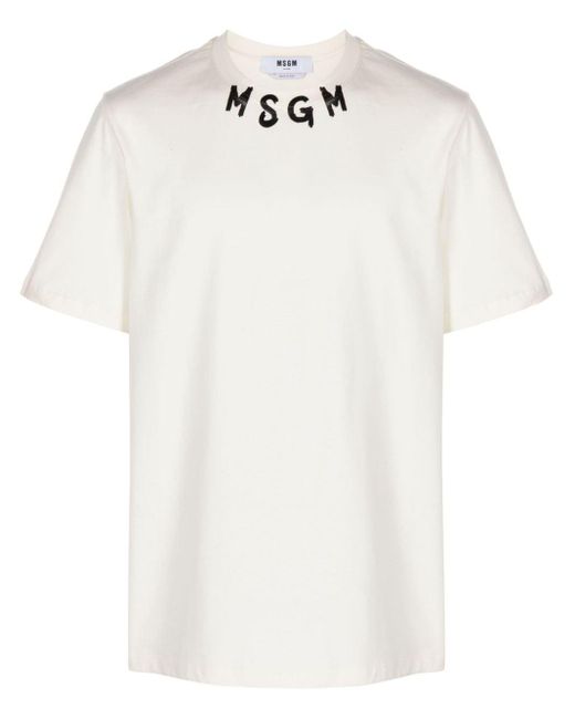 Camiseta con logo estampado MSGM de hombre de color White