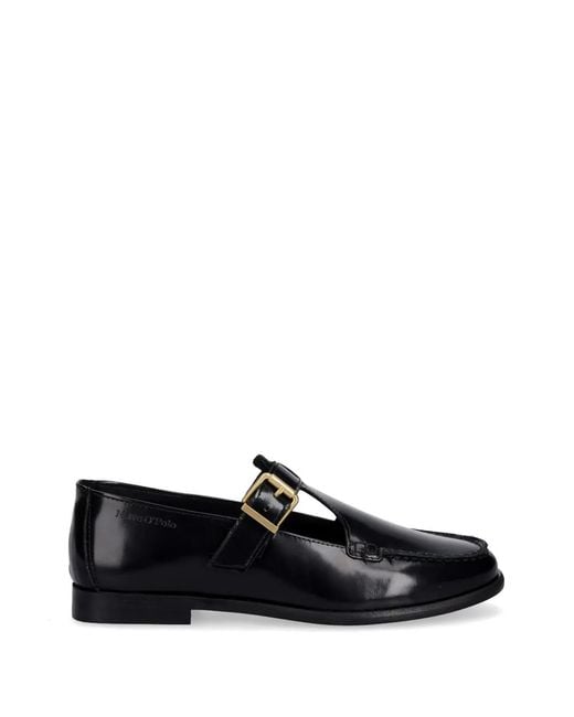 Marc O' Polo Black Buckle-Fastening Leather Loafers