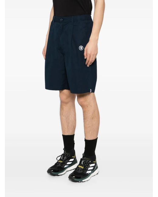 Aape By A Bathing Ape Blue Moonface Logo Shorts for men