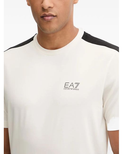 EA7 White Dynamic Athlete Logo-Print T-Shirt for men