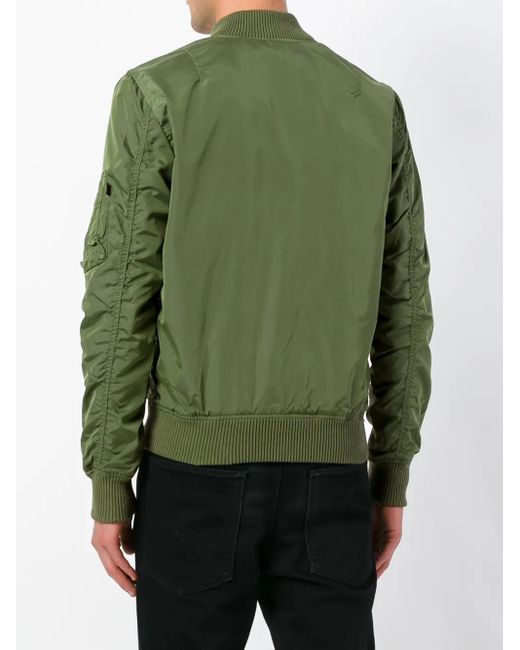Alpha Industries Green Zip-Up Bomber Jacket for men