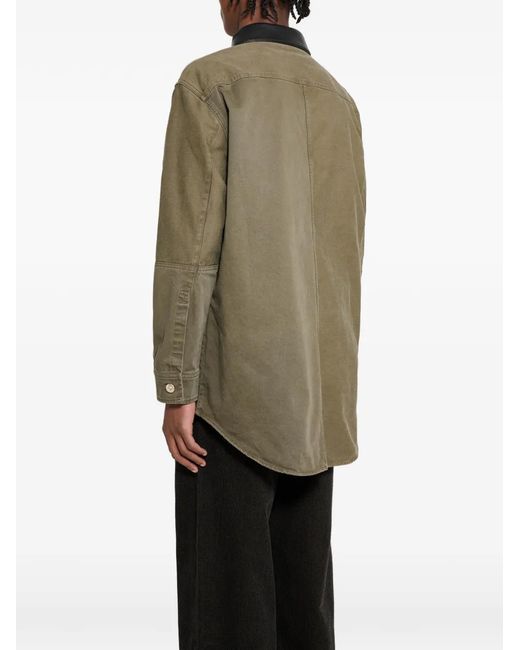 Wales Bonner Green Brixton Leather-Collar Jacket for men