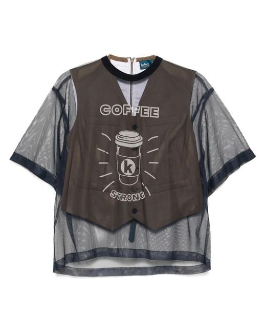 Kolor Gray Graphic-Print Top