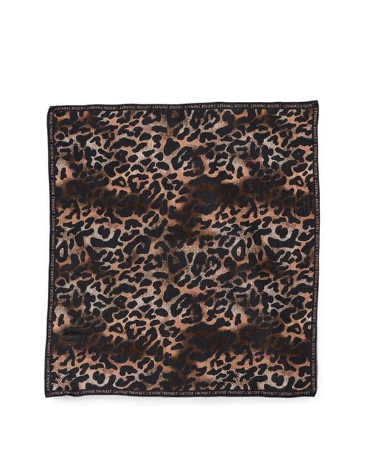 Twinset Black Animal-Print Kefiah