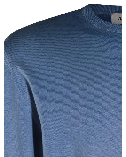 Altea Blue Ribbed Crewneck Sweater for men