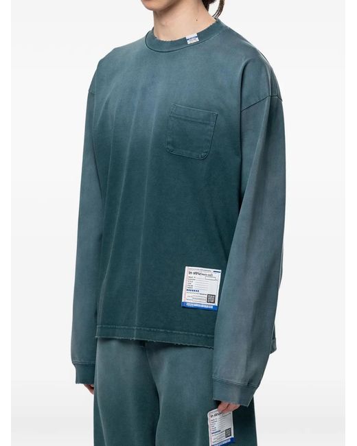 Maison Mihara Yasuhiro Blue Sun-Faded Like Distressed Long-Sleeve T-Shirt for men