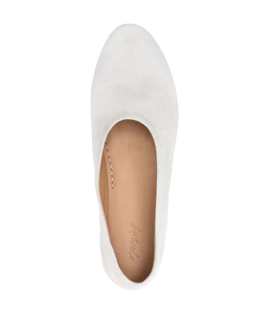 Marsèll White Coltellaccio Wildleder-Ballerinas