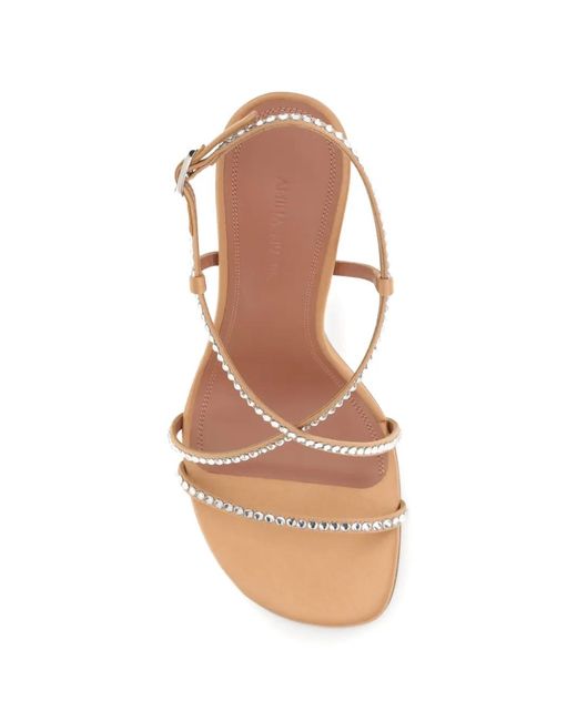 AMINA MUADDI Natural Sally Crystal-Embellished Sandals