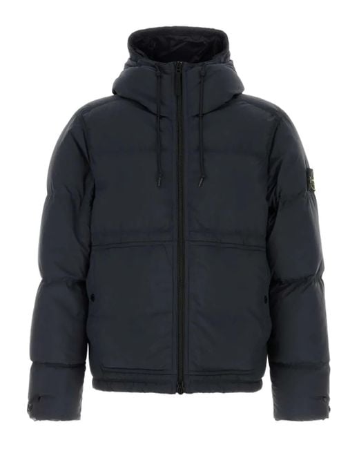 メンズ Stone Island Hooded Jacket Blue