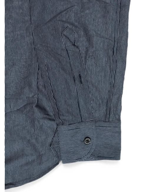 Corneliani Blue Hairline-Striped French-Collar Shirt for men