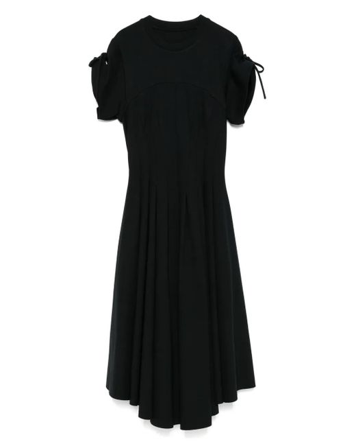 Aganovich Black Pleat-Detail Midi Dress
