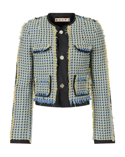 Marni Katoenen Jack Met Tweed-Effect in het Green