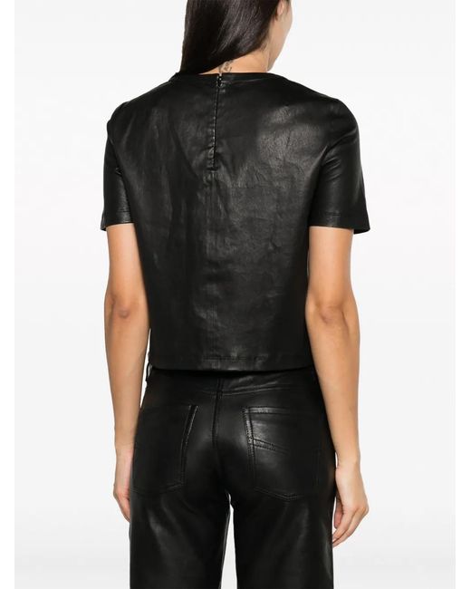 Zadig & Voltaire Black Tas Crew-Neck Leather T-Shirt