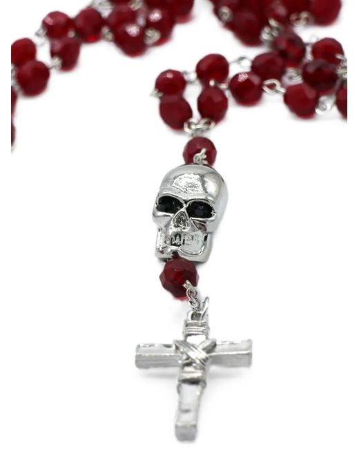 HTC Metallic Mistery Skull-Detail Beaded Necklace for men