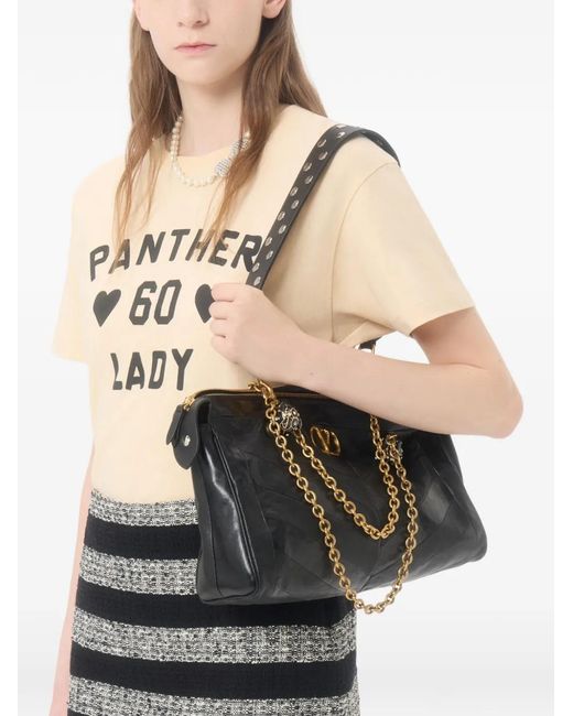 Valentino Garavani Natural Cotton Jersey T-Shirt With Panther Lady Print