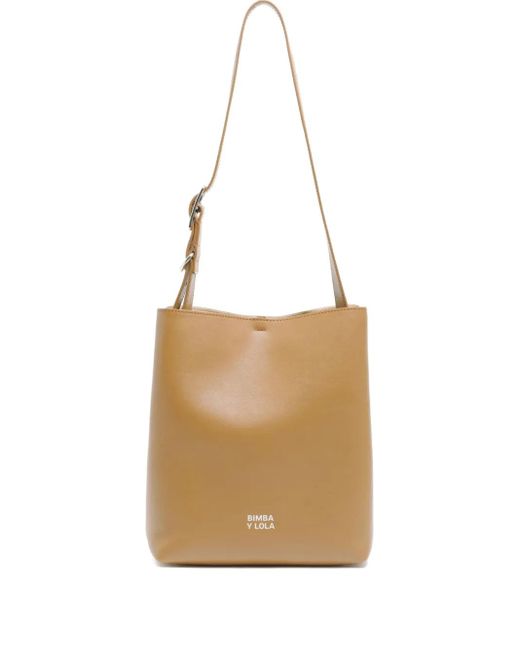 Bimba Y Lola Natural Medium Carlino Leather Shoulder Bag