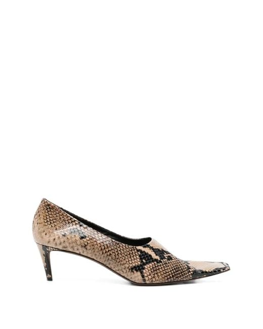 Khaite Natural Marlene Snake-Effect Square-Toe Pumps