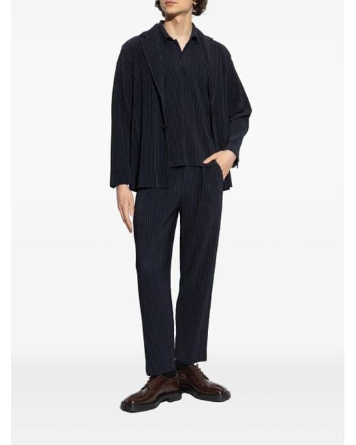 Homme Plissé Issey Miyake Blue Pleated Single-Breasted Blazer for men