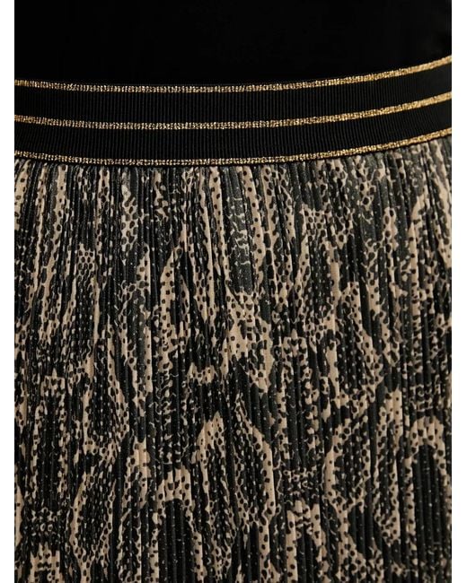 MARC AUREL Black Pleated Printed Midi Skirt