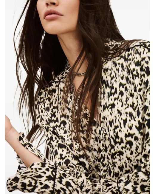 Ba&sh White Perla V-Neck Printed Dress