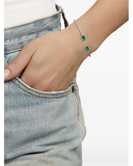 Jewels Aficionado Metallic 18Kt Diamond And Emerald Cuff