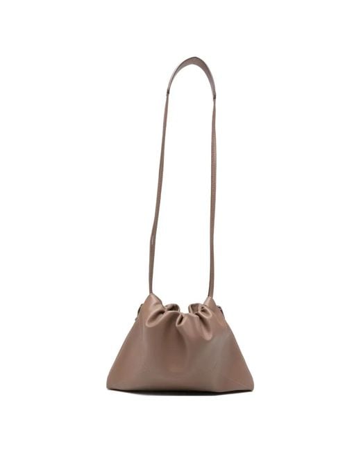 Brunello Cucinelli Natural Gathered Leather Shoulder Bag
