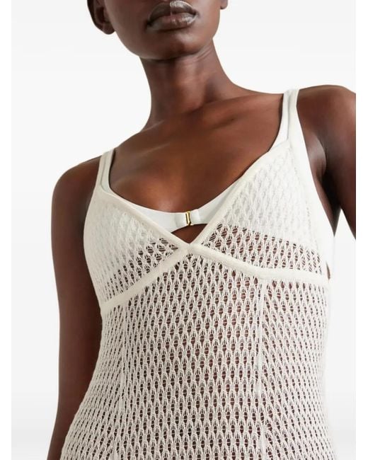 Kiki de Montparnasse White Crochet-Knit Sleeveless Maxi Dress