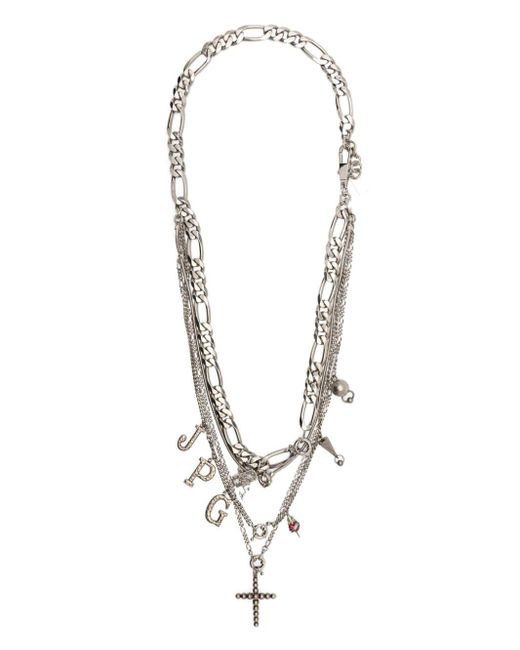 Jean Paul Gaultier White Multi-chain Charm-detail Necklace