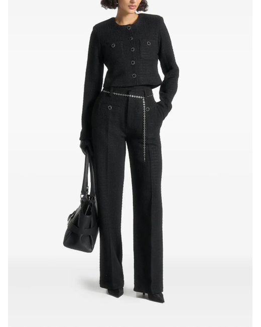 Manière De Voir Black Celine Pearl-Detail Cropped Tweed Jacket