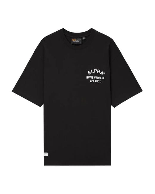 Alpha Industries Black Print-Detail Cotton T-Shirt for men
