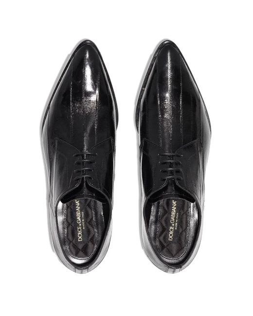Dolce & Gabbana Black Point-Toe Derby Shoes for men